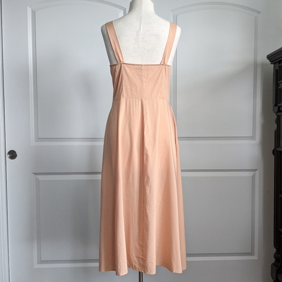 WeWoreWhat Dress Midi Sweetheart Neckline Swiss Dot Button Front Maple L NWT - Picture 7 of 16